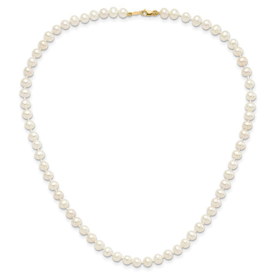 14k 4-5mm White Freshwater Cultured Pearl 14 inch Necklace / 5 inch Bracelet / Post Earrings 3-piece Set