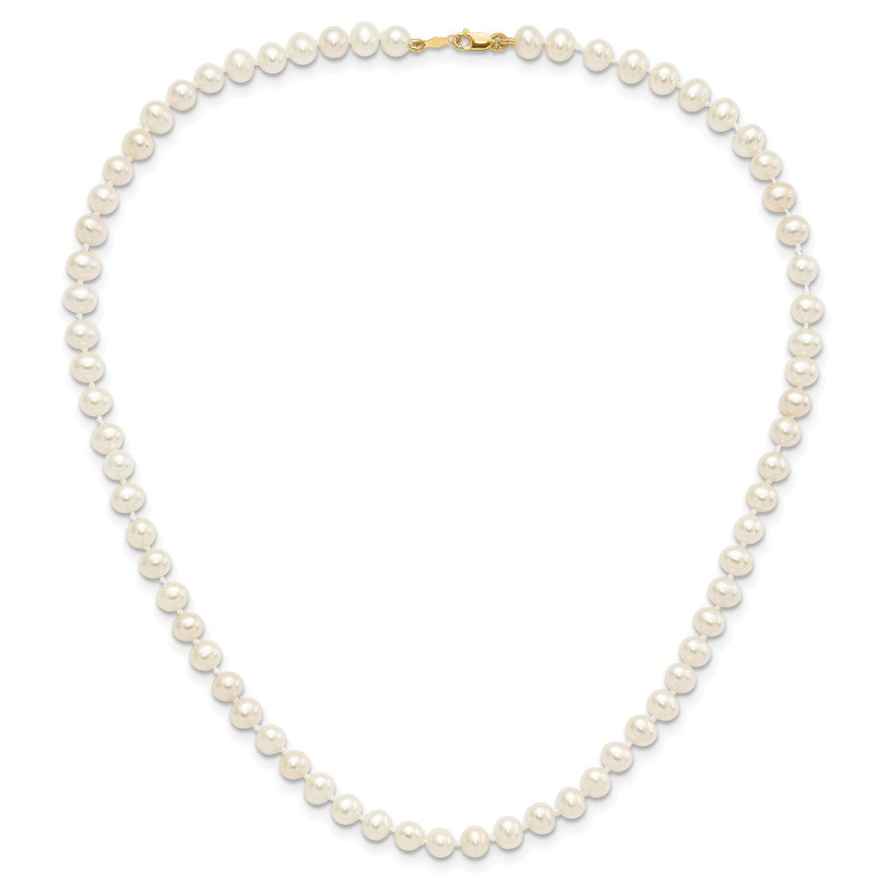 14k 4-5mm White Freshwater Cultured Pearl 14 inch Necklace / 5 inch Bracelet / Post Earrings 3-piece Set