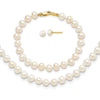 14k 4-5mm White Freshwater Cultured Pearl 14 inch Necklace / 5 inch Bracelet / Post Earrings 3-piece Set