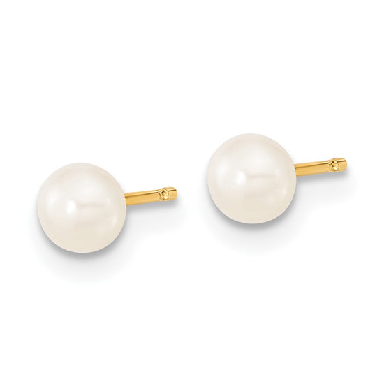 14k 4-5mm White Freshwater Cultured Pearl Pendant, 5 inch Bracelet and Post Earrings Set
