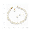 14k 4-5mm White Freshwater Cultured Pearl Pendant, 5 inch Bracelet and Post Earrings Set