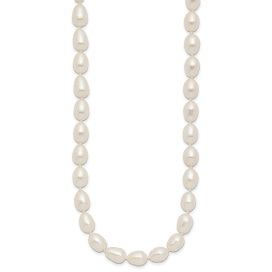 14k 7-8mm White Rice Freshwater Cultured Pearl 18 inch Necklace