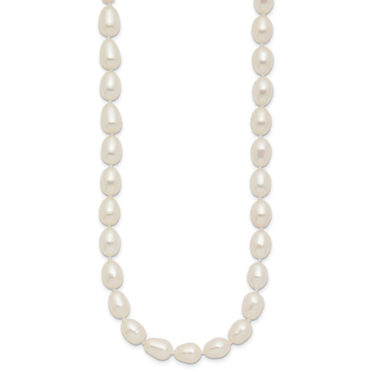 14k 7-8mm White Rice Freshwater Cultured Pearl 18 inch Necklace