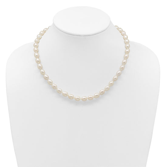 14k 7-8mm White Rice Freshwater Cultured Pearl 18 inch Necklace