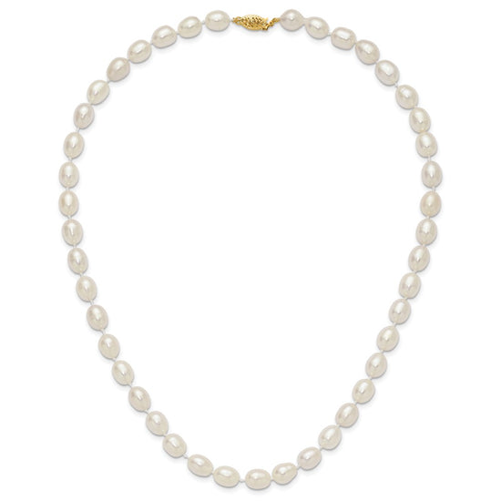 14k 7-8mm White Rice Freshwater Cultured Pearl 18 inch Necklace