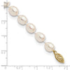 14k 7-8mm White Rice Freshwater Cultured Pearl 7.5 inch Bracelet
