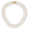 14k 8-9mm White Near-Round Freshwater Cultured Pearl 3-Strand 16 inch Necklace