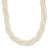 14k 6-7mm White Near-Round Freshwater Cultured Pearl 3-Strand 21 inch Necklace