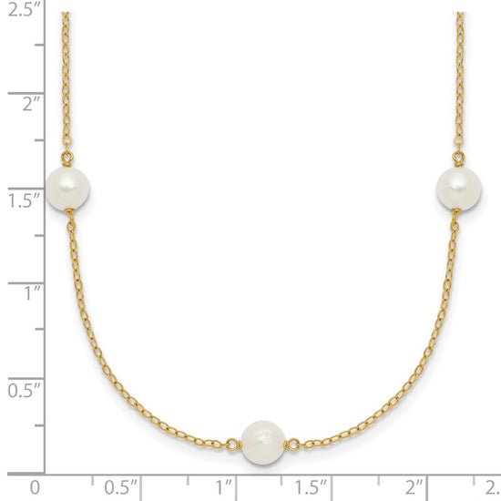 Gold Freshwater Cultured White Near Round Pearl Necklace