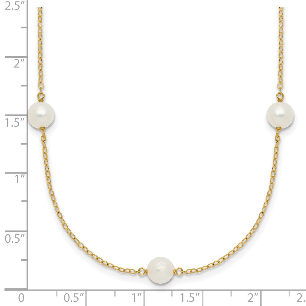Gold Freshwater Cultured White Near Round Pearl Necklace
