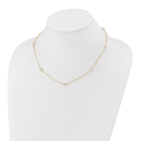 Gold Freshwater Cultured White Near Round Pearl Necklace