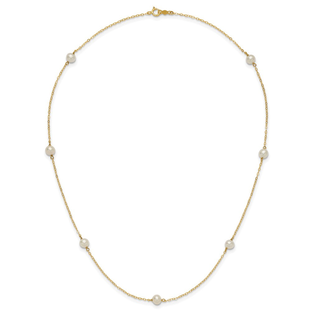 Gold Freshwater Cultured White Near Round Pearl Necklace