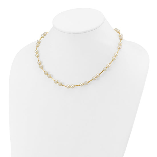 14k 6-7mm White Near-Round Freshwater Cultured Pearl Beaded 18 inch Necklace