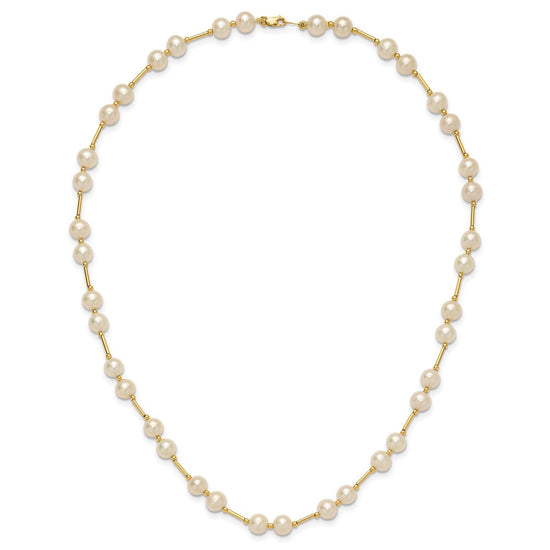 14k 6-7mm White Near-Round Freshwater Cultured Pearl Beaded 18 inch Necklace