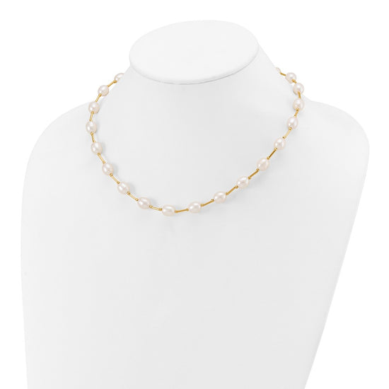14k 7-8mm White Rice Freshwater Cultured Pearl Beaded 18 inch Necklace