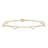 14k 6-7mm White Near-Round Freshwater Cultured Pearl 6-Station 9 inch Anklet