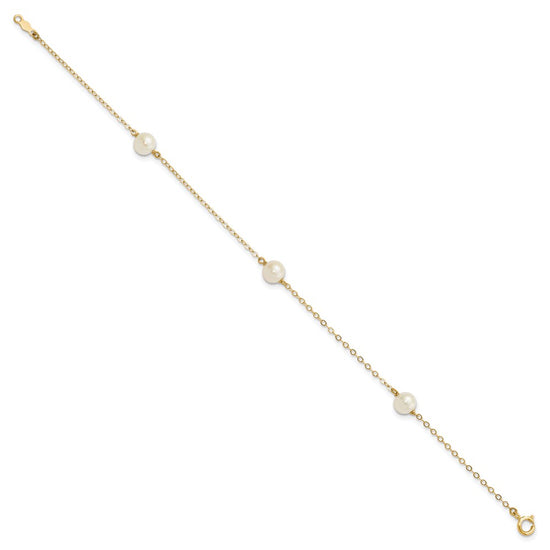 Gold Freshwater Cultured White Near Rounded Bracelets