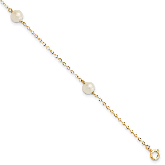 Gold Freshwater Cultured White Near Rounded Bracelets