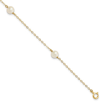 Gold Freshwater Cultured White Near Rounded Bracelets