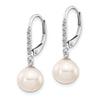 8-9mm FWC Pearl & Diamond Leverback Dangle Earrings