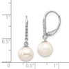 8-9mm FWC Pearl & Diamond Leverback Dangle Earrings