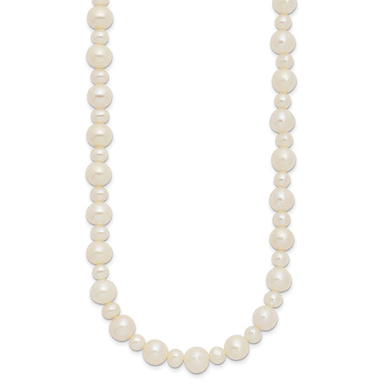 14k White Gold 5-8mm White Near-Round Freshwater Cultured Pearl 18 inch Necklace