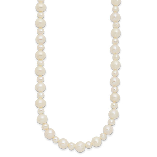 14k White Gold 5-8mm White Near-Round Freshwater Cultured Pearl 18 inch Necklace