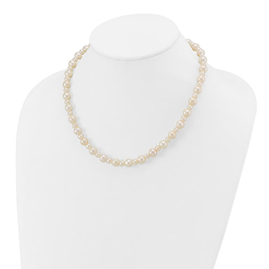 14k White Gold 5-8mm White Near-Round Freshwater Cultured Pearl 18 inch Necklace