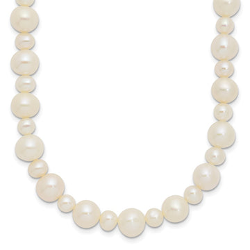 14k White Gold 5-8mm White Near-Round Freshwater Cultured Pearl 18 inch Necklace