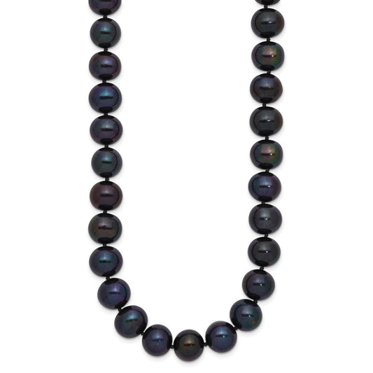 14k White Gold 10-11mm Black Near-Round Freshwater Cultured Pearl 18 inch Necklace