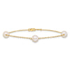 14k 7-8mm White Near-Round Freshwater Cultured Pearl 3-Station 7.25 inch Bracelet