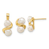 14k 5-6mm White Button Freshwater Cultured Pearl Post Earrings and Pendant Set