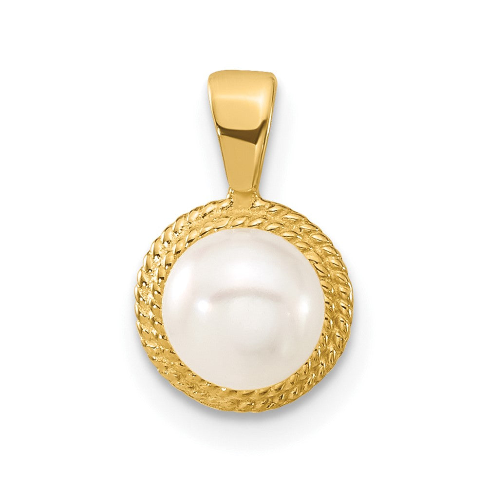 14k 5-6mm White Button Freshwater Cultured Pearl Post Earrings and Pendant Set