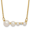 14k Graduated White Round Freshwater Cultured Pearl and 0.01 carat Diamond 17 inch Necklace