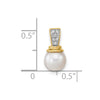 14k 6-7mm Button White Freshwater Cultured Pearl and Diamond Pendant
