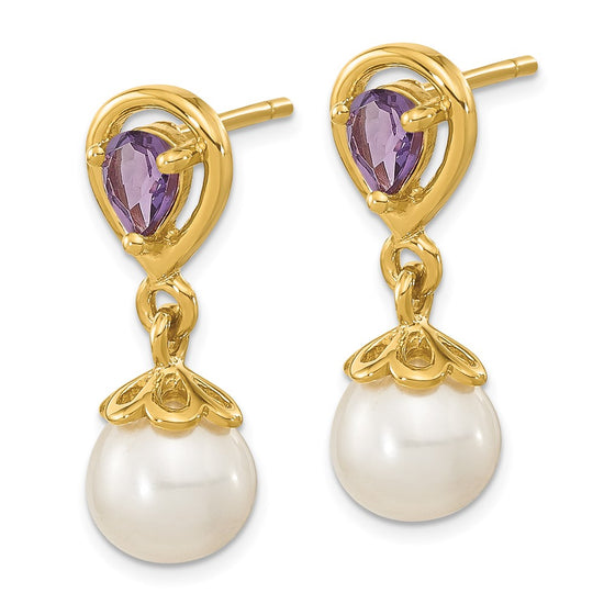 FWC Pearl & Gemstone Post Dangle Earrings