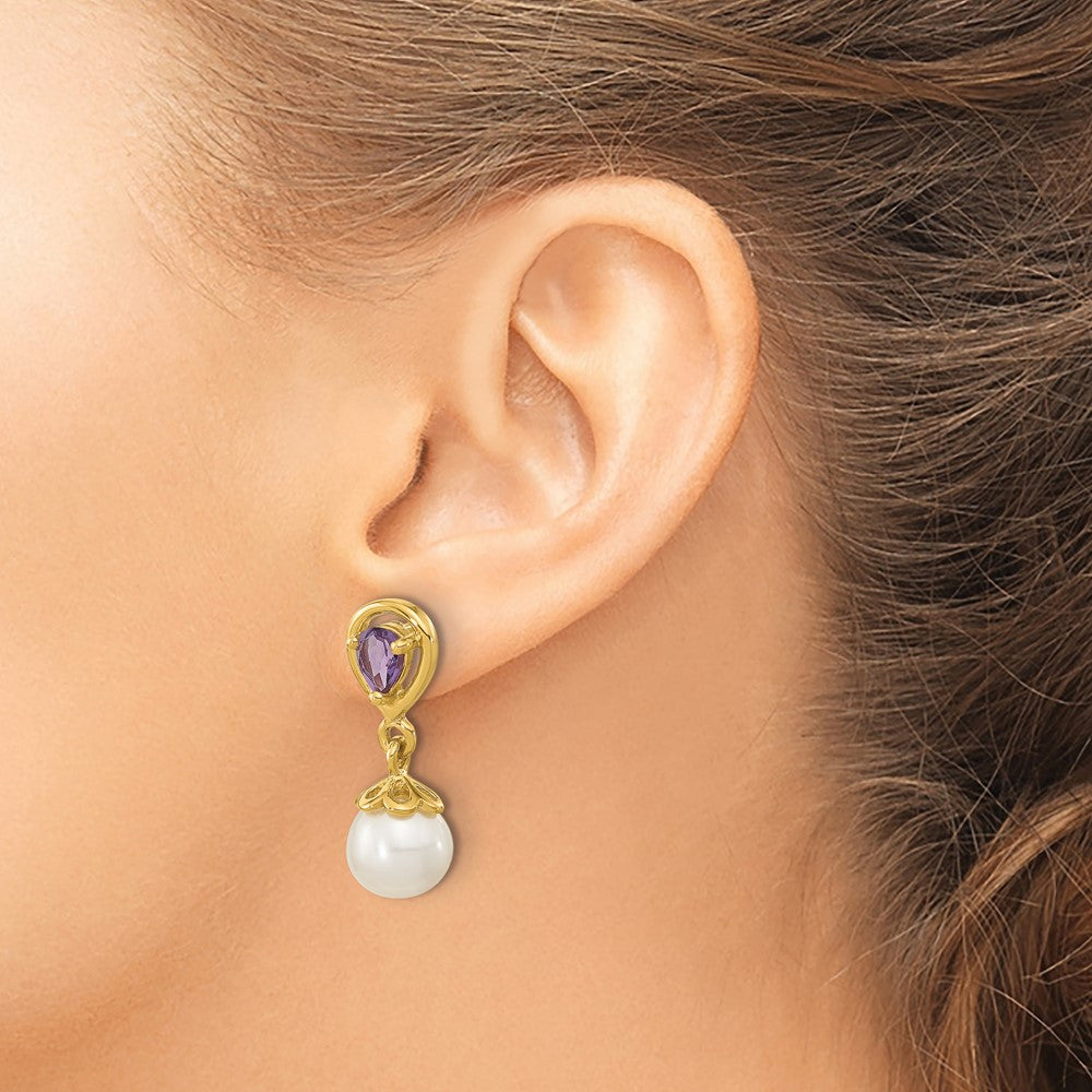 FWC Pearl & Gemstone Post Dangle Earrings