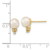 14k 6-7mm White Round Freshwater Cultured Pearl and .06 Carat Diamond Post Earrings