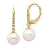 8-9mm FWC Pearl & Diamond Leverback Dangle Earrings
