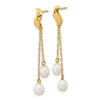 14k 4-5mm White Rice Freshwater Cultured Pearl Chain Dangle Post Earrings