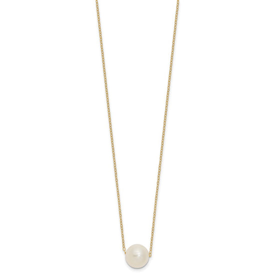 14k 10-11mm White Semi-Round Freshwater Cultured Pearl 17 inch Cable Necklace