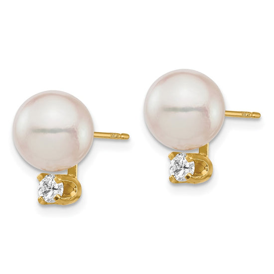 Saltwater Akoya Pearl & Diamond Post Earrings