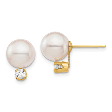 Saltwater Akoya Pearl & Diamond Post Earrings