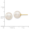 14k 9-10mm White Round Saltwater Akoya Cultured Pearl Stud Post Earrings
