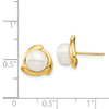 14K 7-8mm White Button Freshwater Cultured Pearl Post Earrings