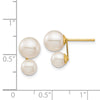 14k 5mm and 7mm White Round Freshwater Cultured Double Pearl Post Earrings
