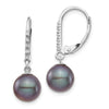 8-9mm Dyed Fresh Water Cultured Pearl & .05ct Diamond Leverback Earrings