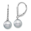 8-9mm Dyed Fresh Water Cultured Pearl & .05ct Diamond Leverback Earrings