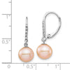 8-9mm Dyed Fresh Water Cultured Pearl & .05ct Diamond Leverback Earrings