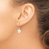 14K 7-8mm White Rice Freshwater Cultured Pearl Shepherd Hook Dangle Earrings